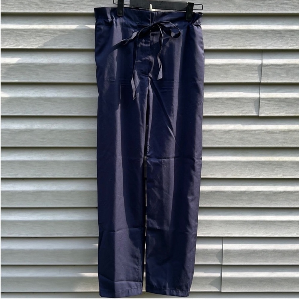 Adam Lippes Navy 100% Wool Tie‎ Waist Paper Bag Pants XS 415507MW